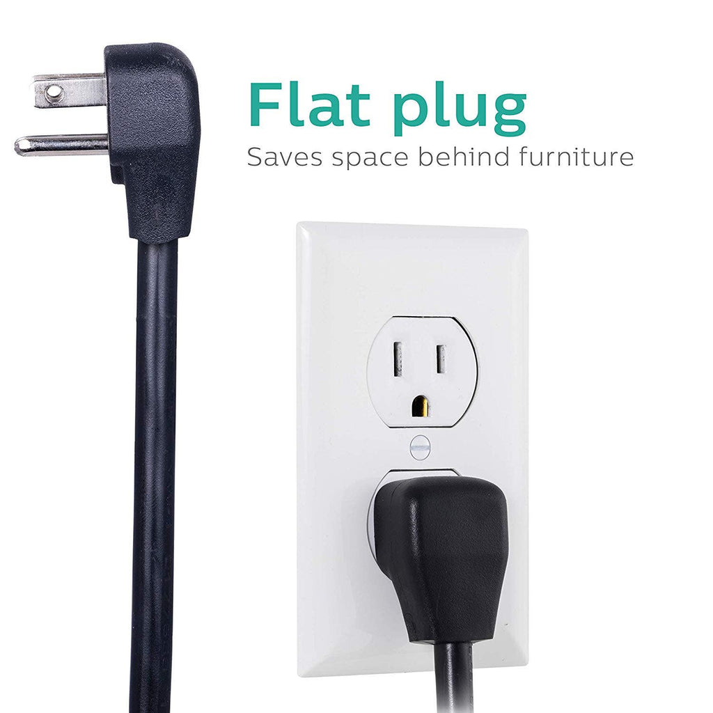 Philips 7-Outlet 2-USB 4ft. Surge Protector, Black