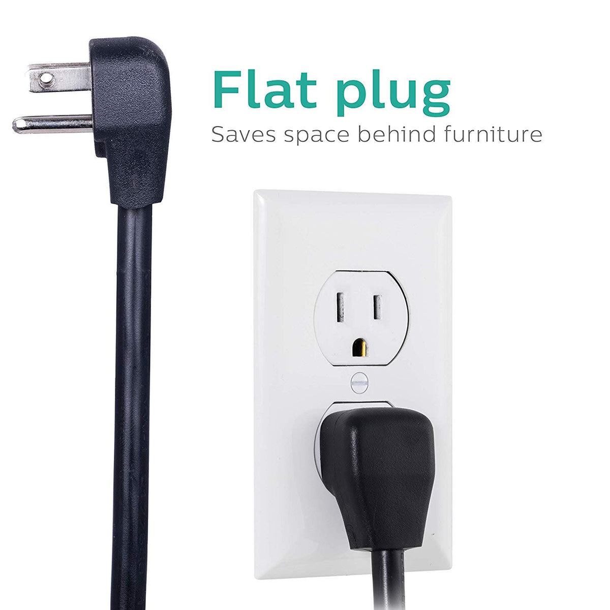 Philips 7-Outlet 2-USB 4ft. Surge Protector, Black