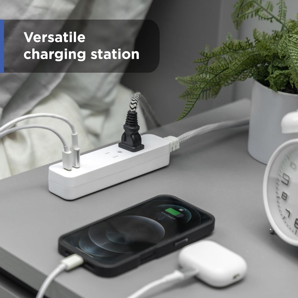 GE 2-Outlet 4ft. Surge Protector with USB Charging, White