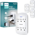 Philips 6-Outlet Surge Protector Wall Tap, White, 4pk