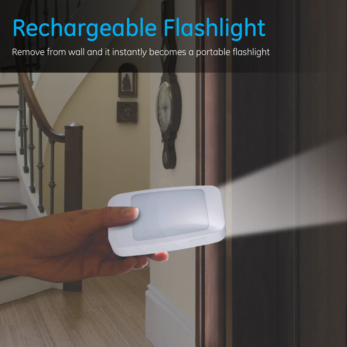 GE 4-in-1 Rechargeable Power Failure Light Sensing LED Night Light, White