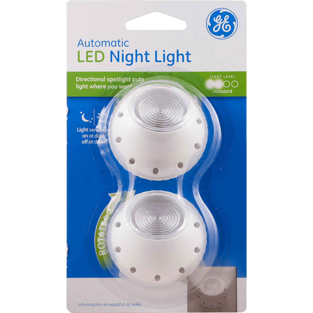 GE Light Sensing LED Night Light, 2 Pack, White