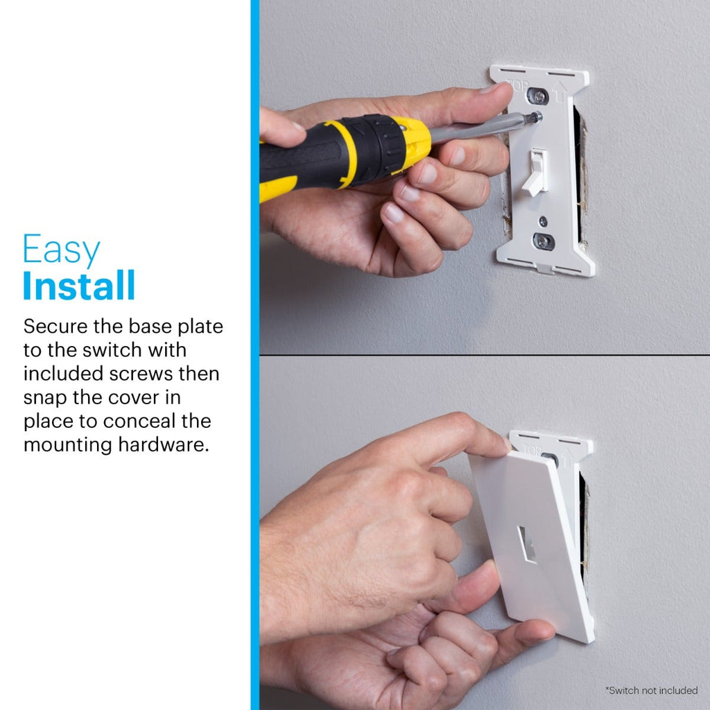 Power Gear Single Toggle Screwless Wall Plate, White, 10 Pack