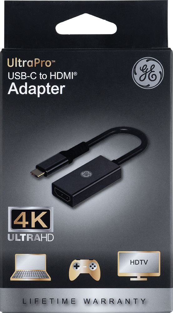 GE USB-C to 4K HDMI Multi-Monitor Adapter, Black
