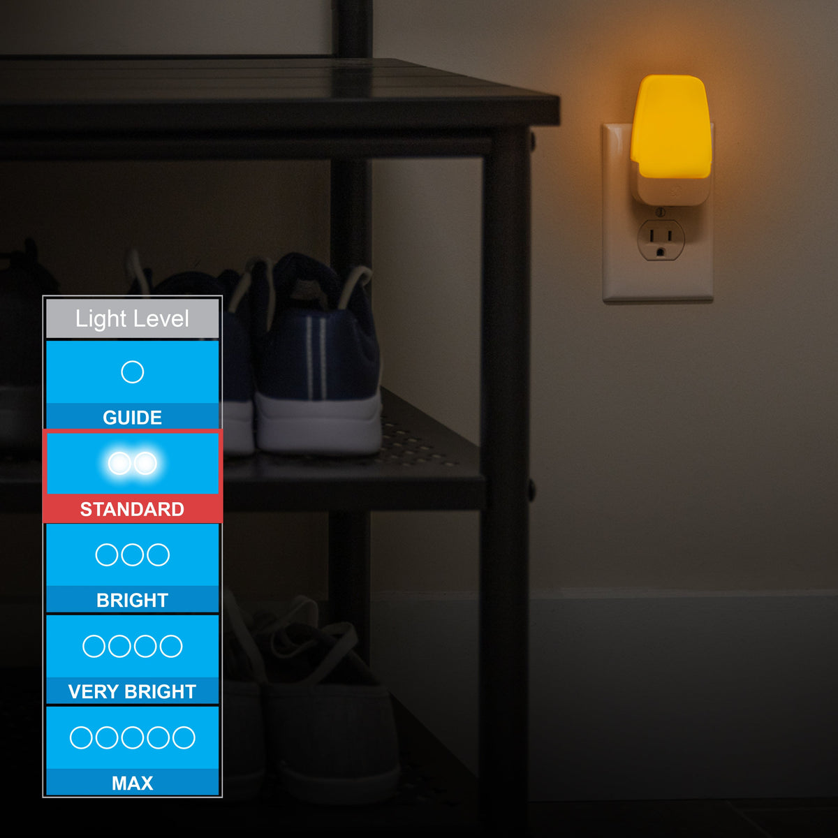 GE Light Sensing LED Night Light, 4 Pack, Amber