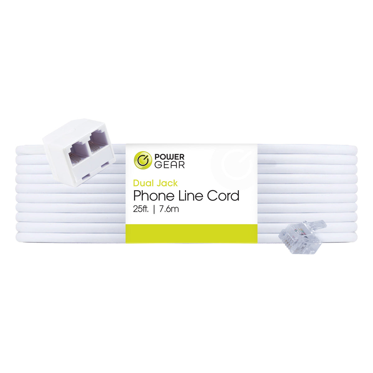 Power Gear 25ft. Dual-Jack Phone Line Cord, White