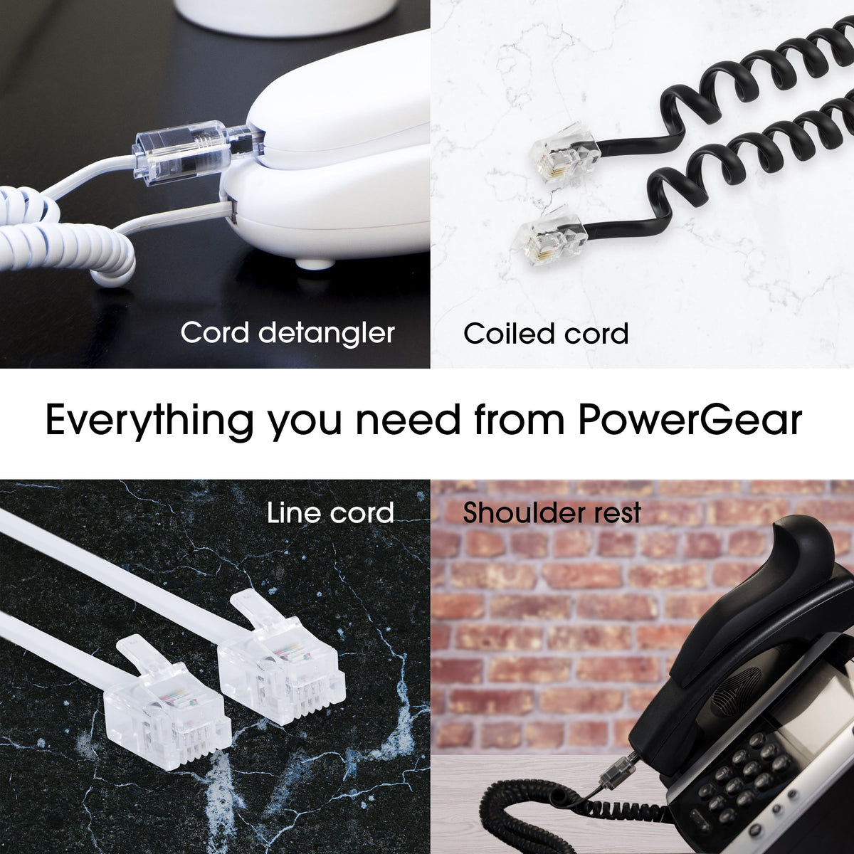 Power Gear 25ft. Dual-Jack Phone Line Cord, White