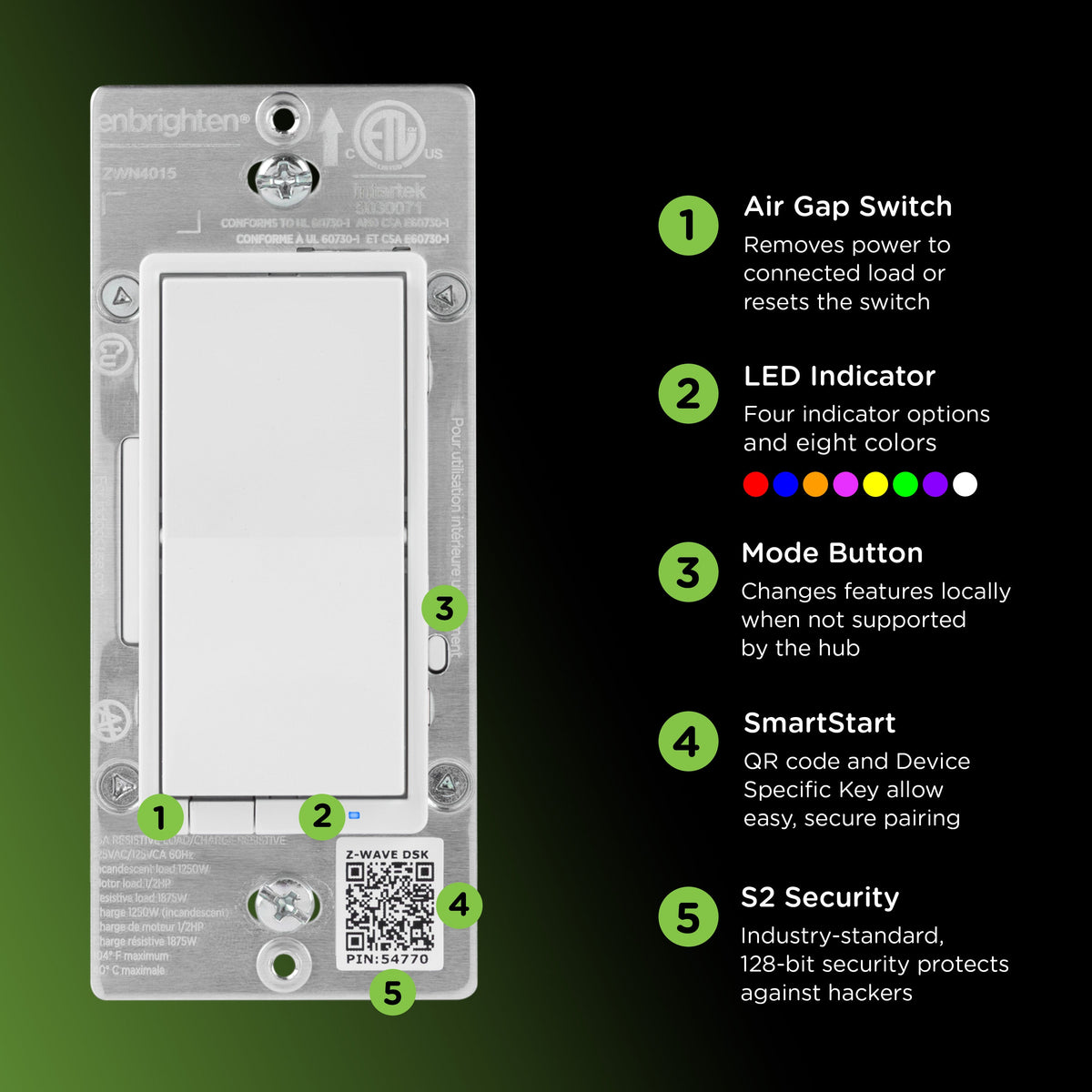 Enbrighten 800 Series In-Wall Smart Switch Paddle