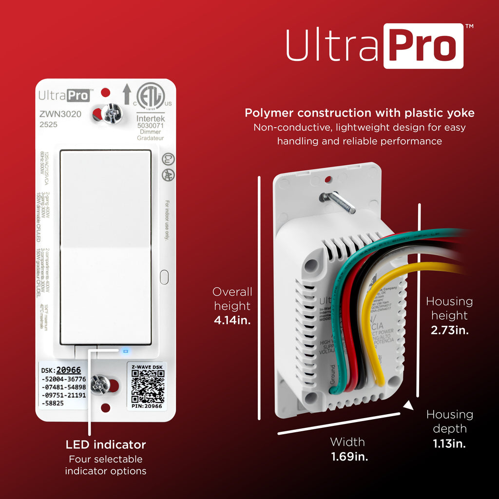 UltraPro 800 Series Z-Wave Dimmer, 2 Pack
