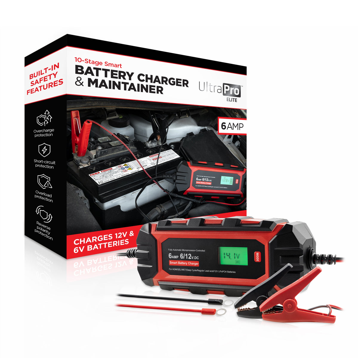 UltraPro Elite Smart Battery Charger and Maintainer, 6V/12V