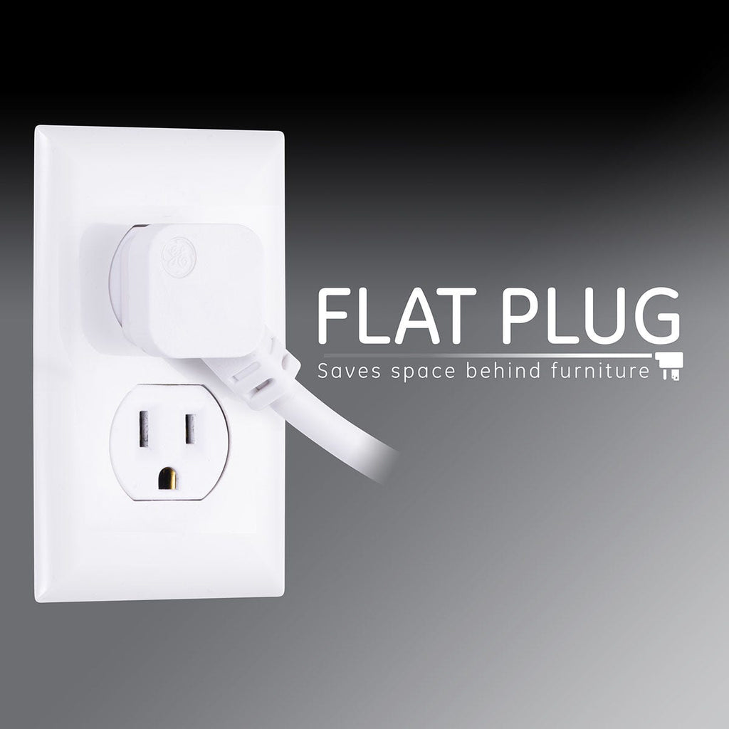 GE 6-Outlet 6ft. Surge Protector With Twist-To-Close Safety Covers, 2 Pack, White