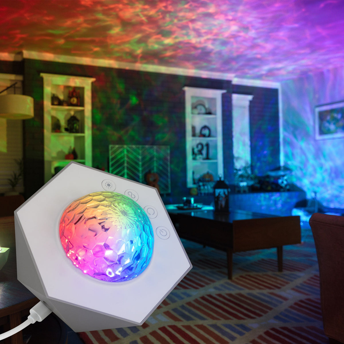 Enbrighten Galaxy Wave Mini Projector LED Tabletop Night Light, White