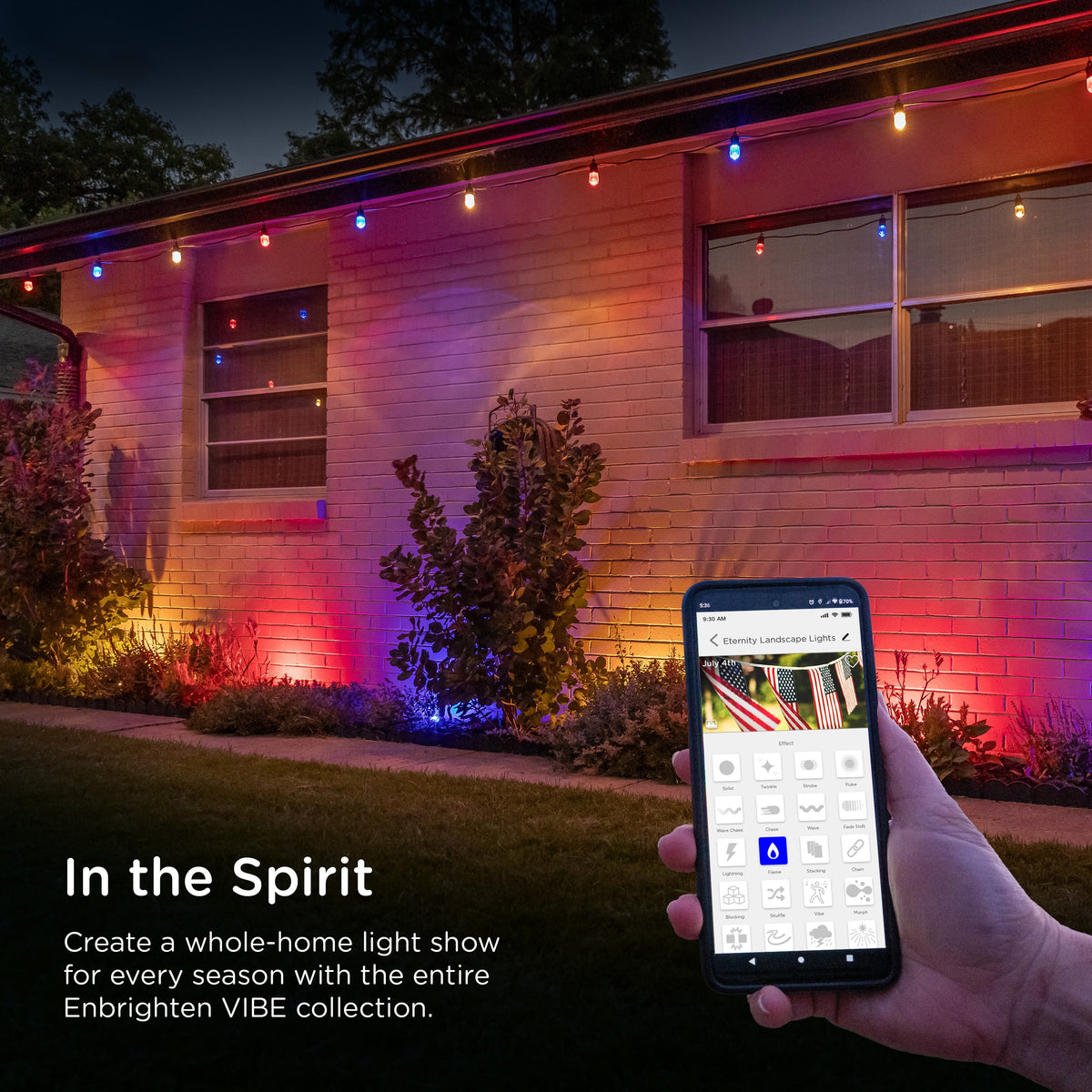 Enbrighten WiFi VIBE Color-Changing Eternity Landscape Lights, 8 Lights, 33ft. Black Cord