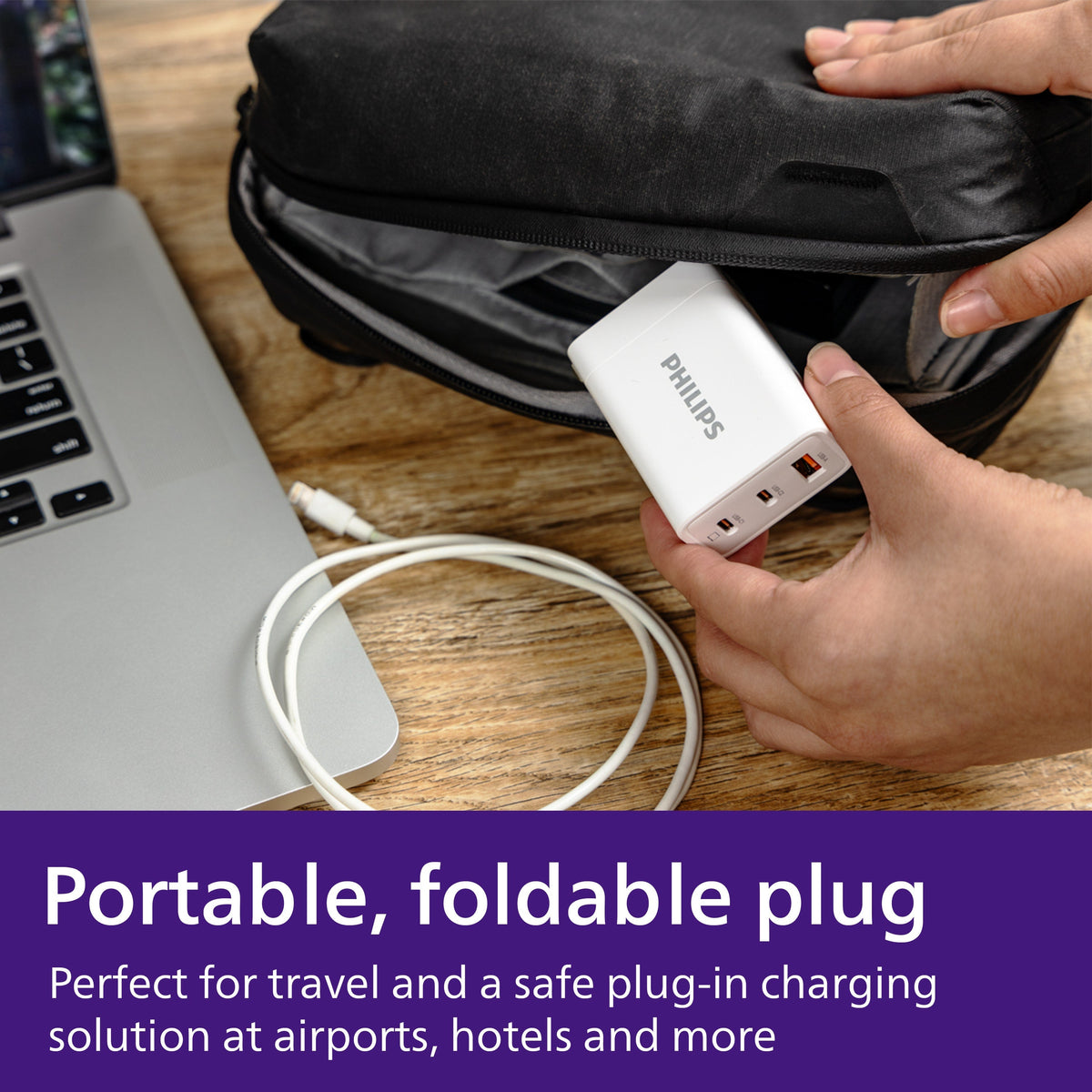 Philips 1 USB and 2 USB-C Wall Charger with Power Delivery, White