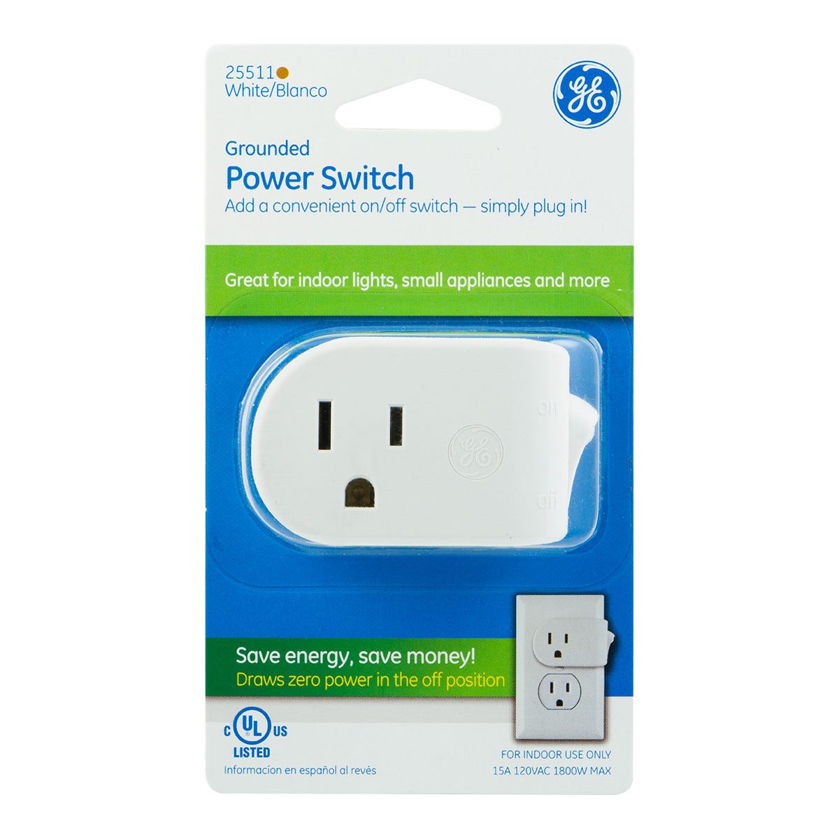 GE UltraPro Plug-In On/Off Power Switch, White