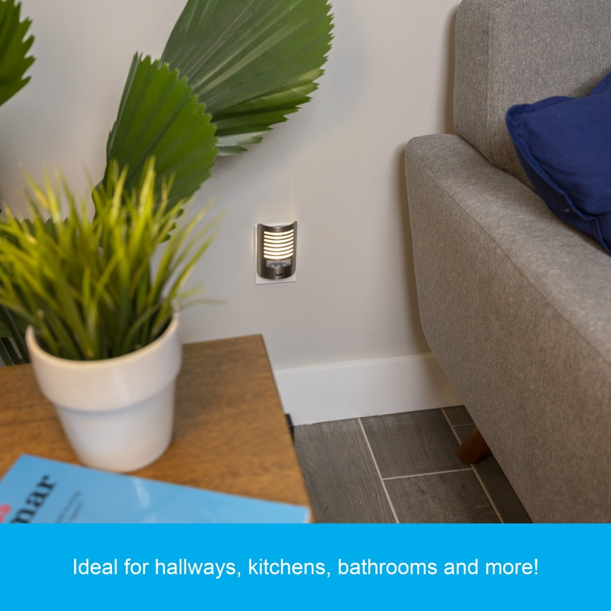 GE Motion Sensing Dimmable LED Night Light, Brushed Nickel