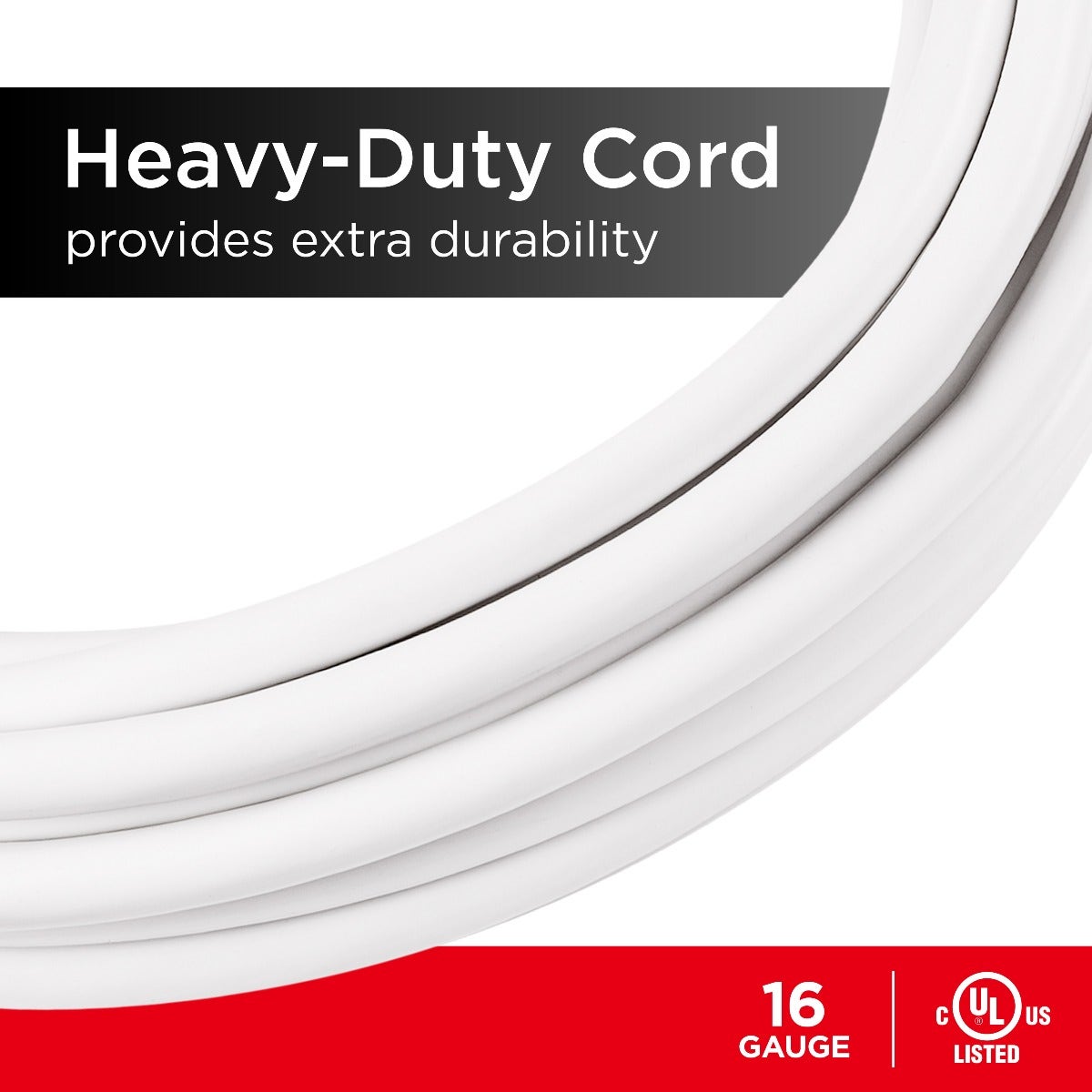 UltraPro 3-Outlet 25ft. Heavy Duty Indoor/Outdoor Extension Cord, 2 Pack, White
