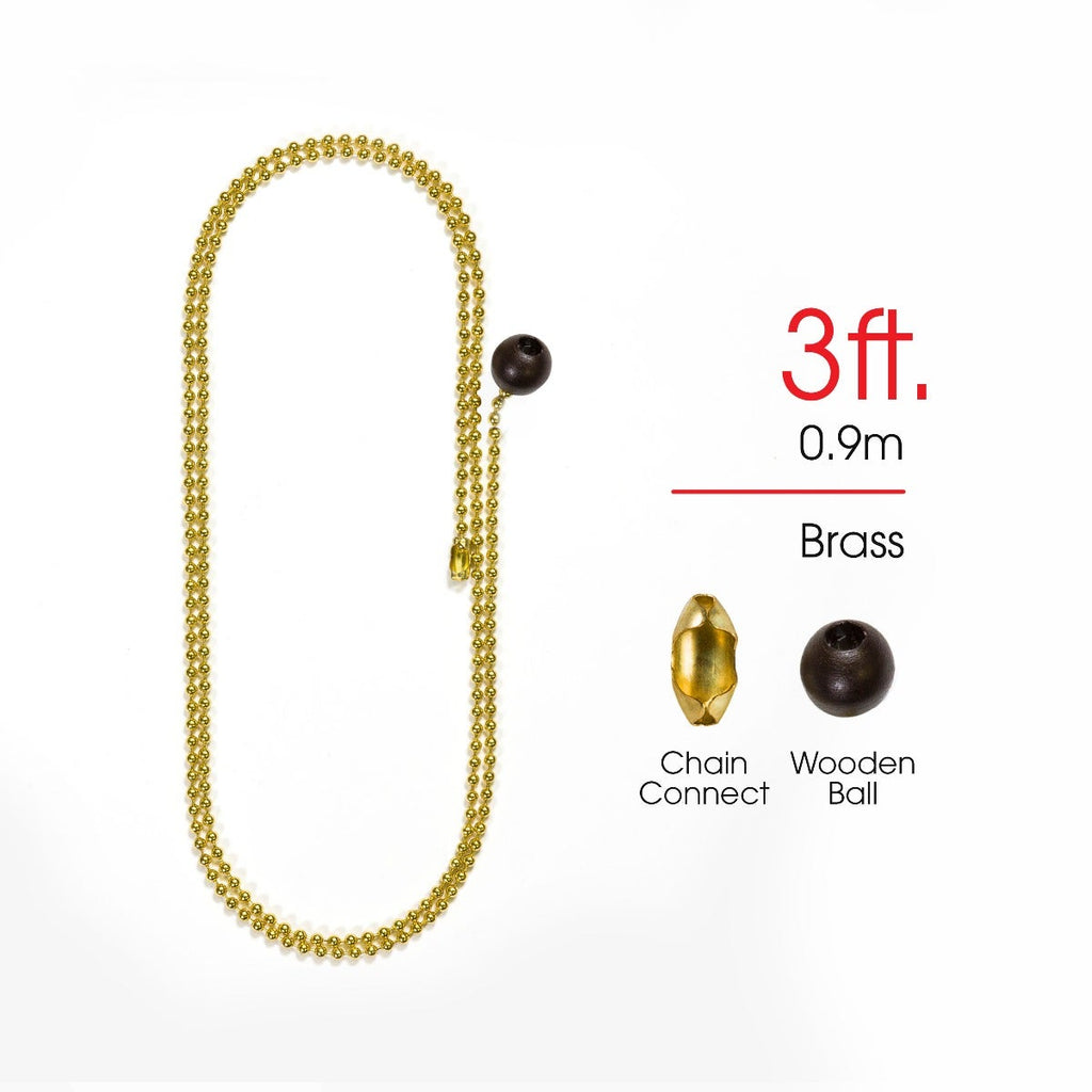 Power Gear 3 ft. Beaded Chain with Wooden Ball, Brass