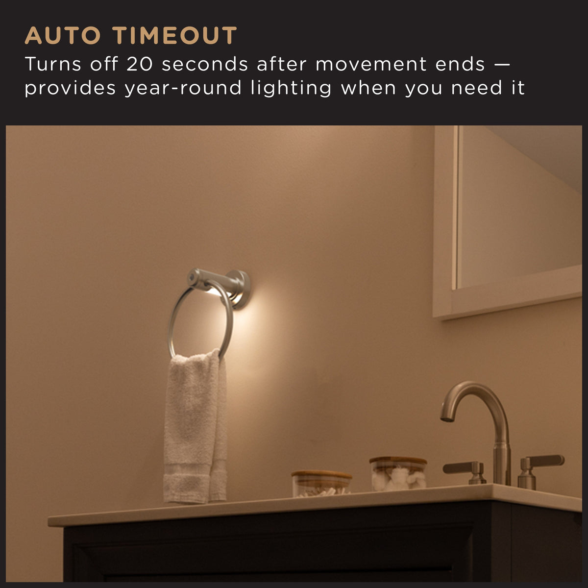 Enbrighten LED Motion Sensing Towel Ring Light, Brushed Nickel