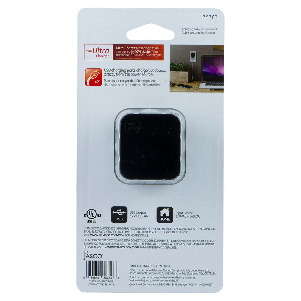 GE Pro 2-USB Wall Charger, Black