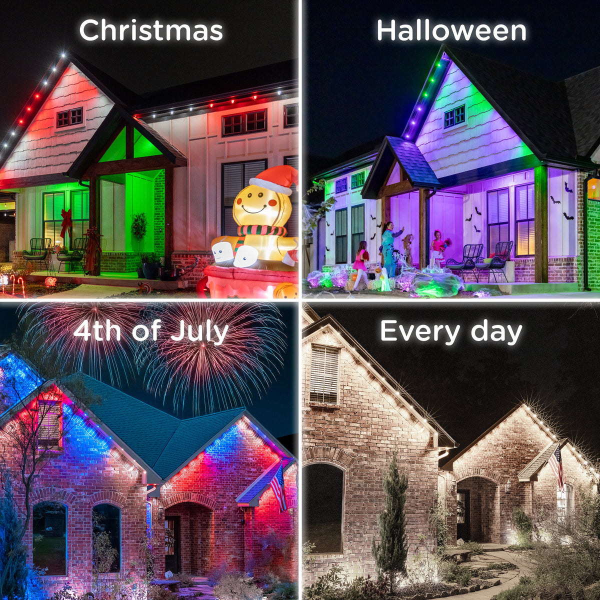 Enbrighten WiFi VIBE Color-Changing Permanent Outdoor Eternity Eave Lights, 36 Lights, 50ft. Black Cord