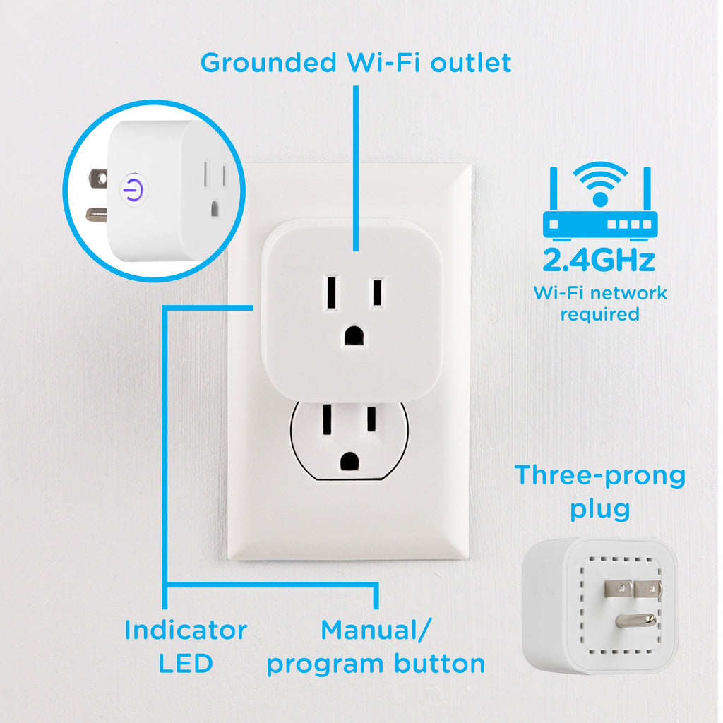 Enbrighten VIBE Indoor Single-Outlet Wi‑Fi Matter Smart Plug, 4 Pack