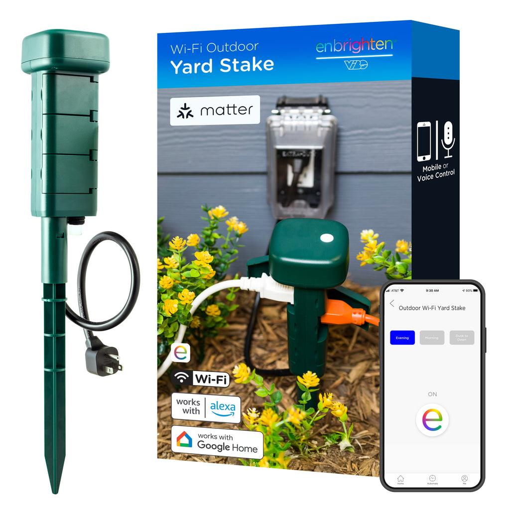 Enbrighten Vibe Wi‑Fi Matter Smart Plug Yard Stake