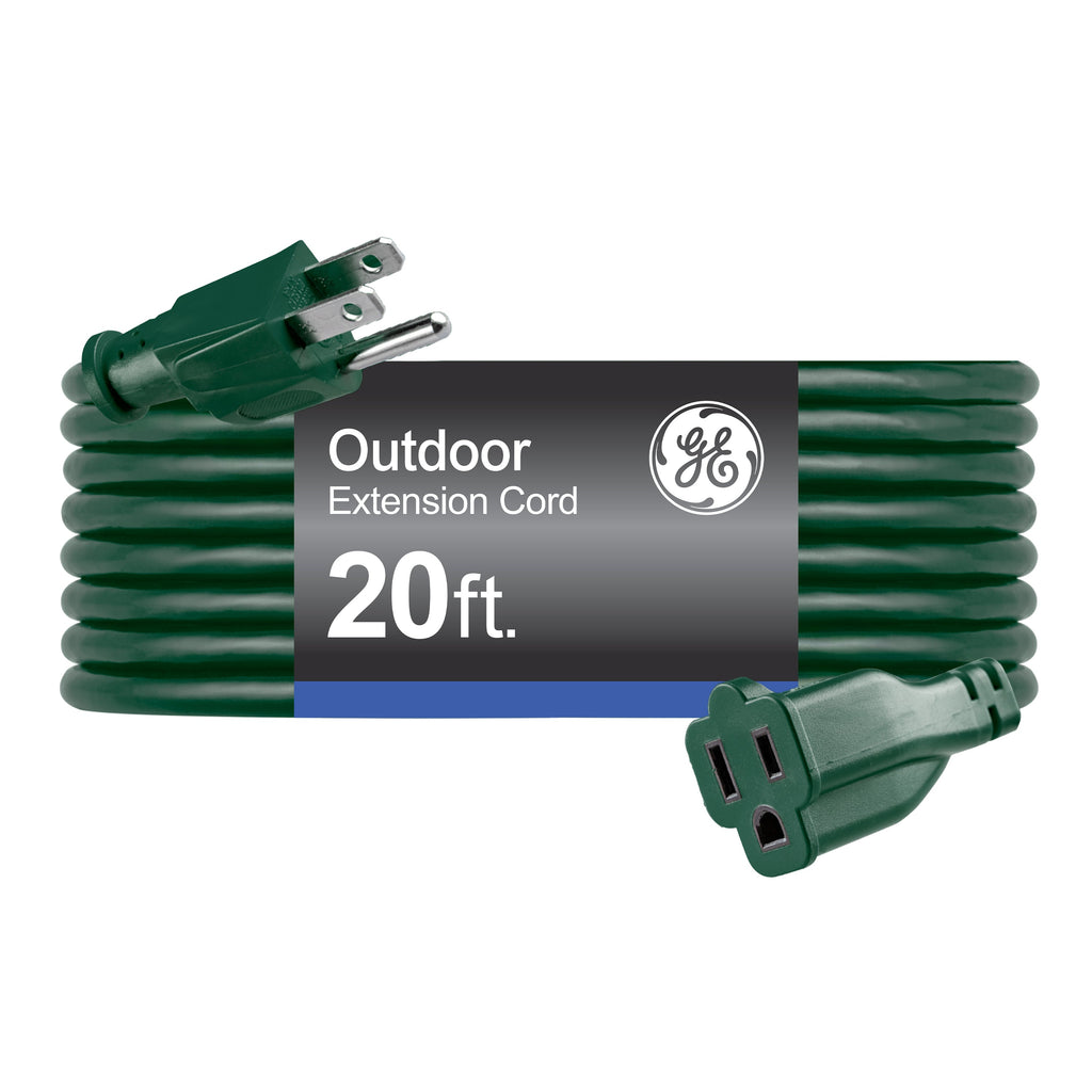 GE 1-Outlet Grounded Extension Cord, Outdoor, 20ft., 16AWG, Green