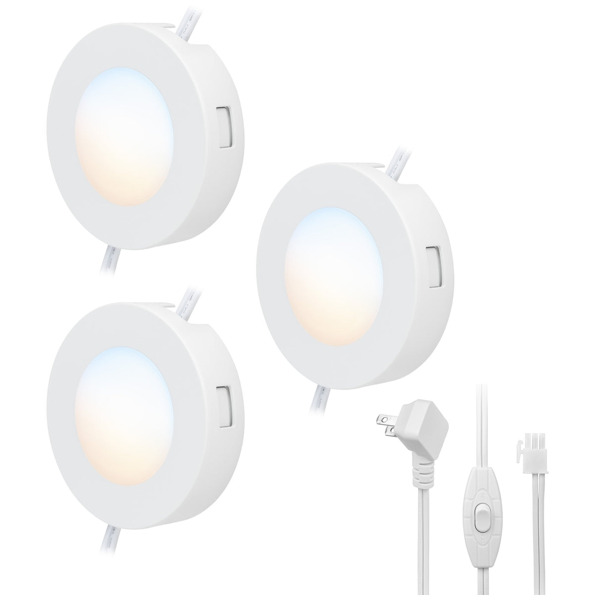Enbrighten Color Changing Cabinet Puck Lights Plug-In, White