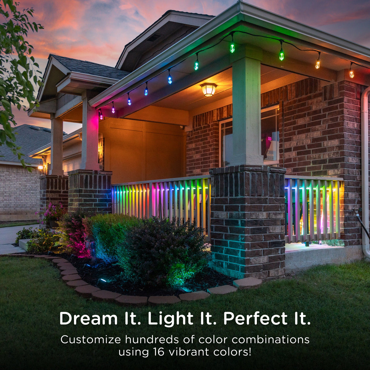 Enbrighten Seasons Color-Changing Vintage LED Cafe Lights, 12 Bulbs, 24ft. Black Cord