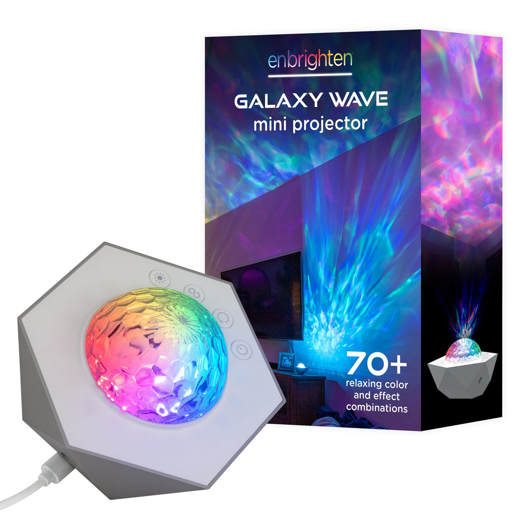 Enbrighten Galaxy Wave Mini Projector LED Tabletop Night Light, White