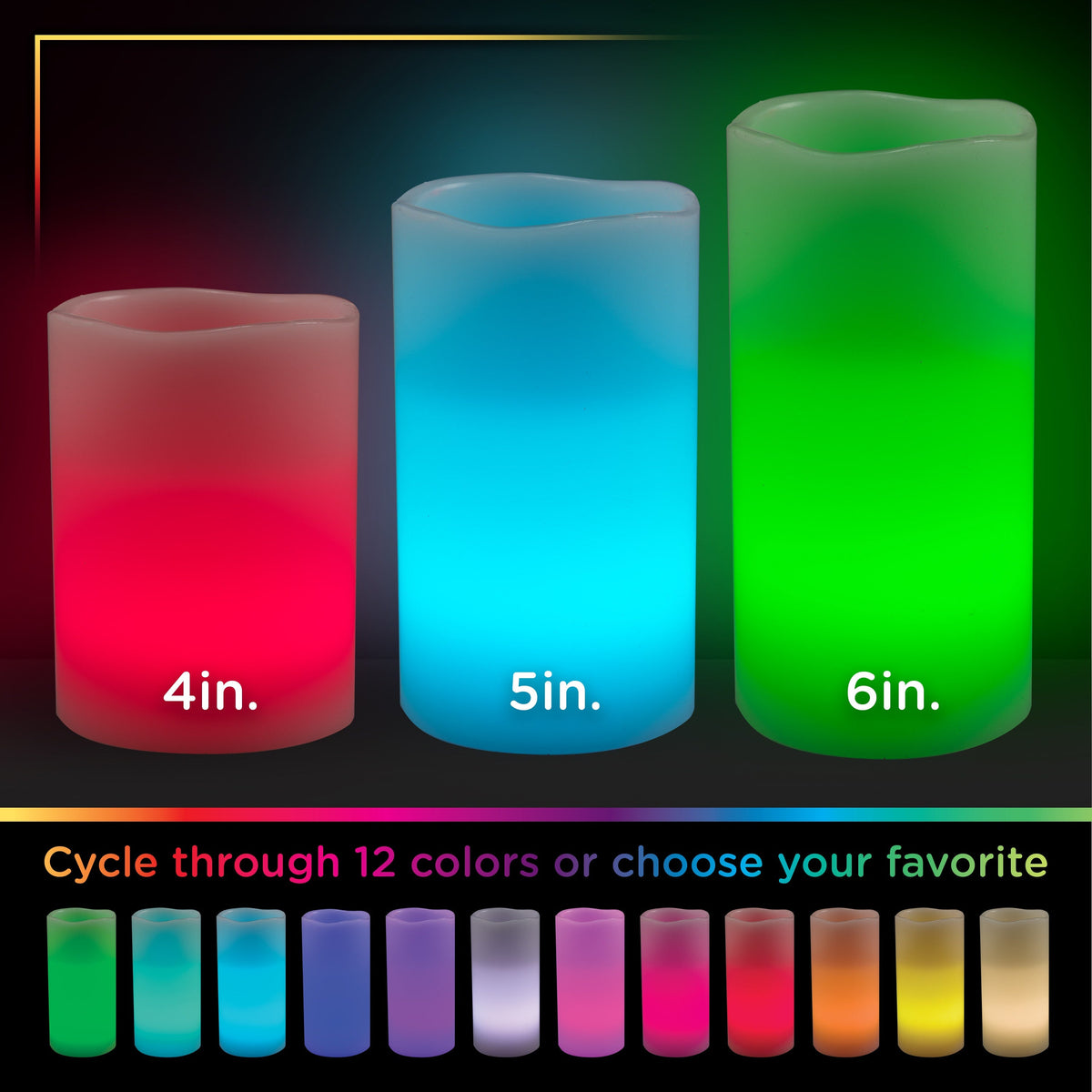 Enbrighten Battery Operated Color-Changing Flameless Flickering LED Candles, 3 Piece Set