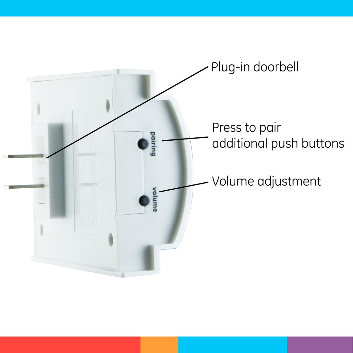 GE Plug-In 8-Chime Wireless Door Chime Kit with 2-Push Buttons, White