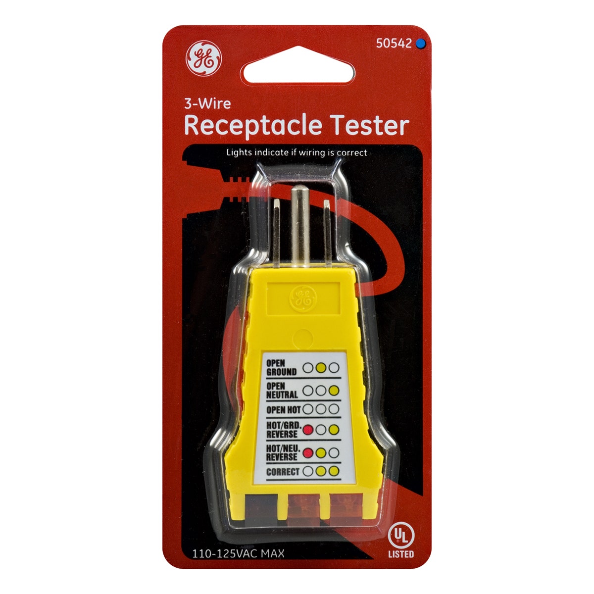 Power Gear 3-Wire Receptacle Tester, Yellow