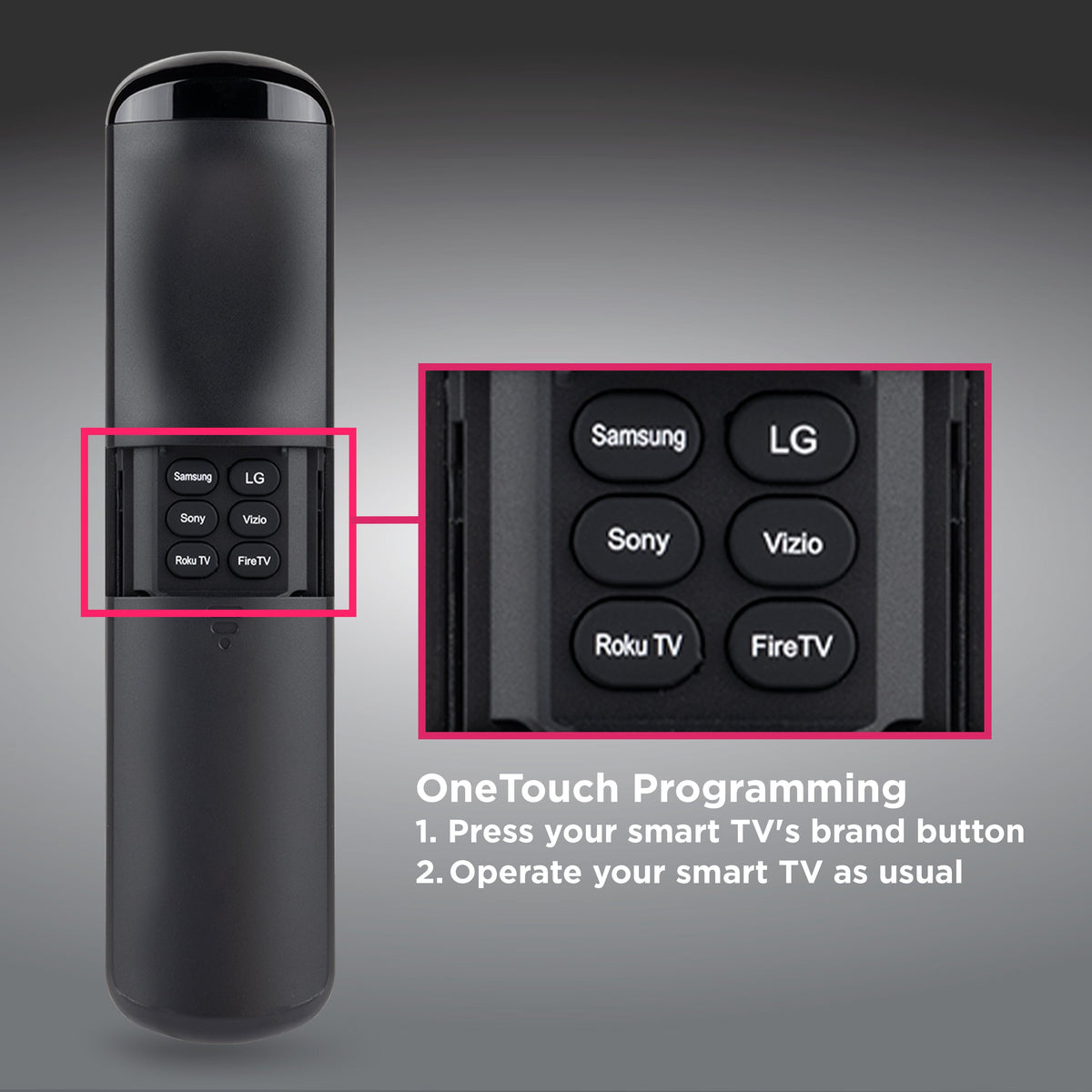 GE OneTouch Replacement Remote Control, Backlit, Black
