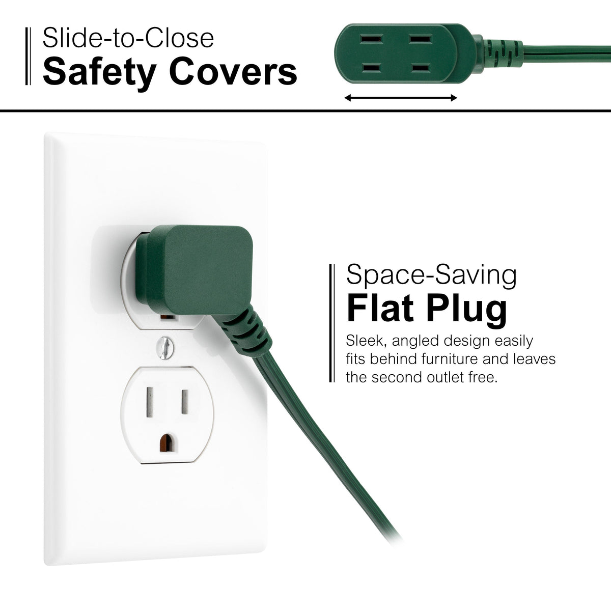 GE 3-Outlet 9ft. Extension Cord with Footswitch, Green