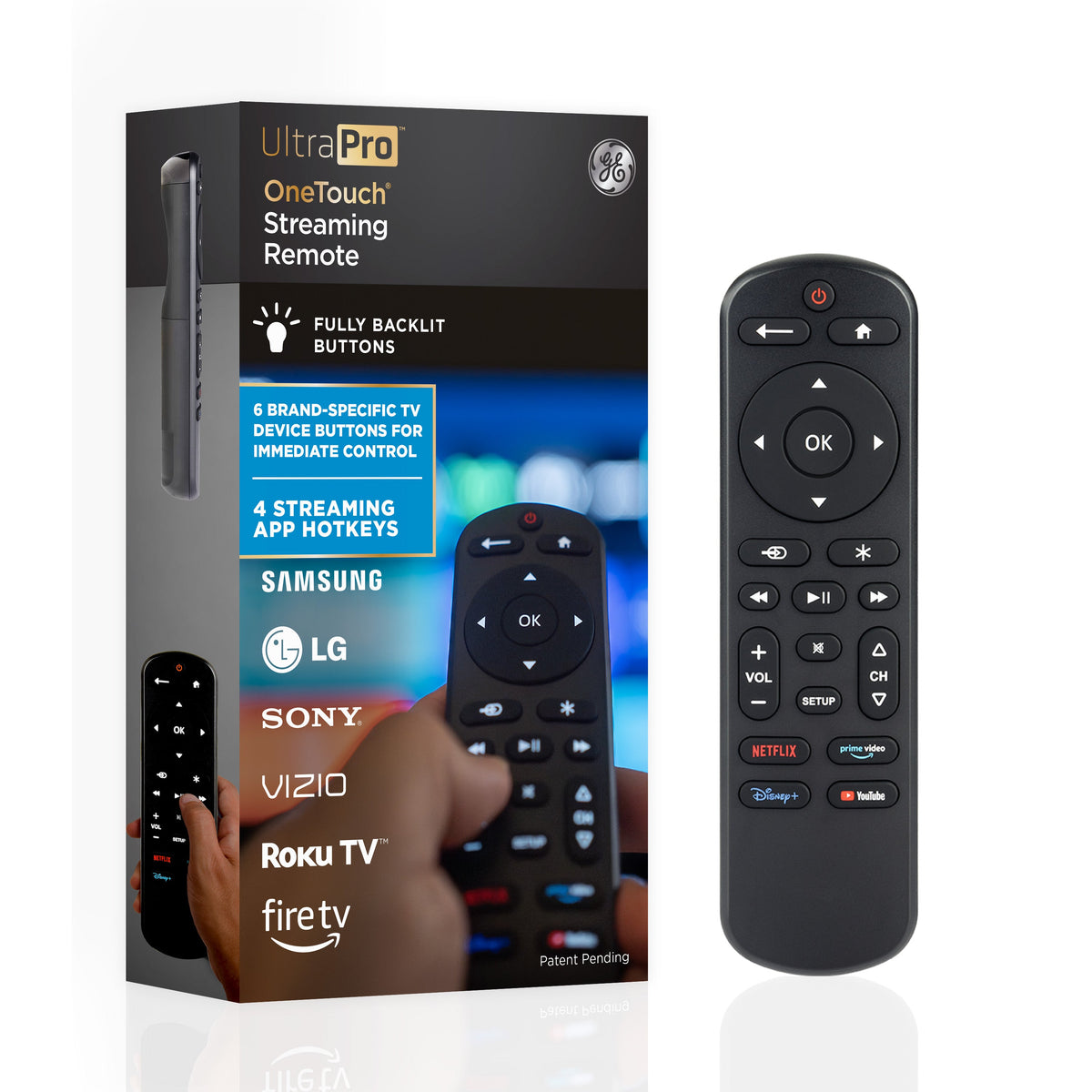UltraPro OneTouch Streaming Replacement Remote for Smart TVs, Backlit
