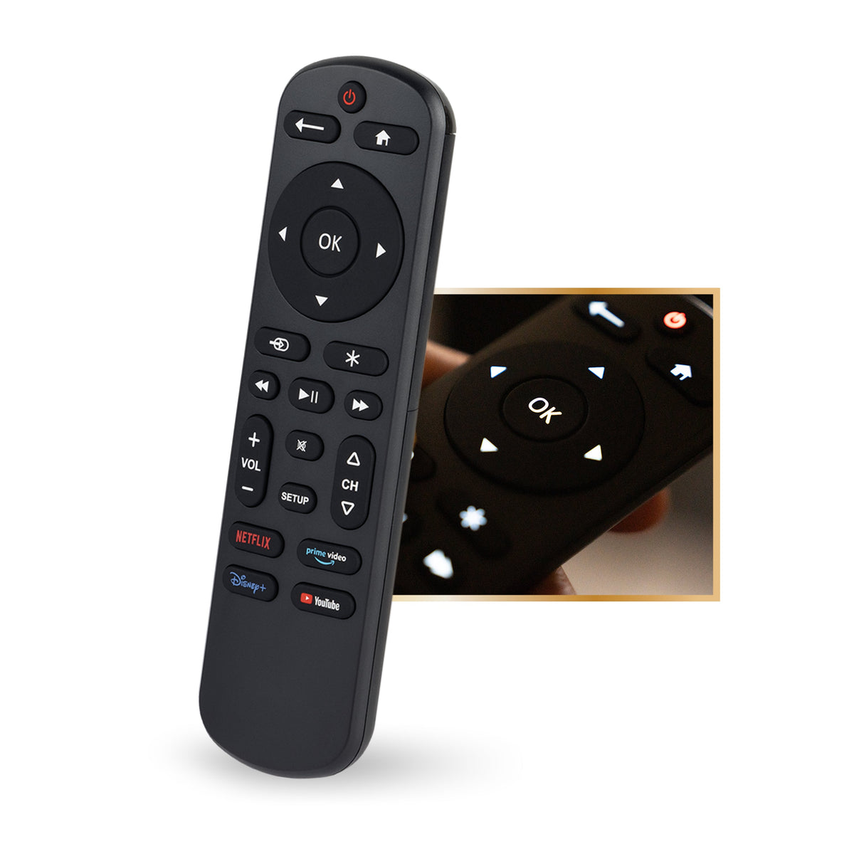 UltraPro OneTouch Streaming Replacement Remote for Smart TVs, Backlit