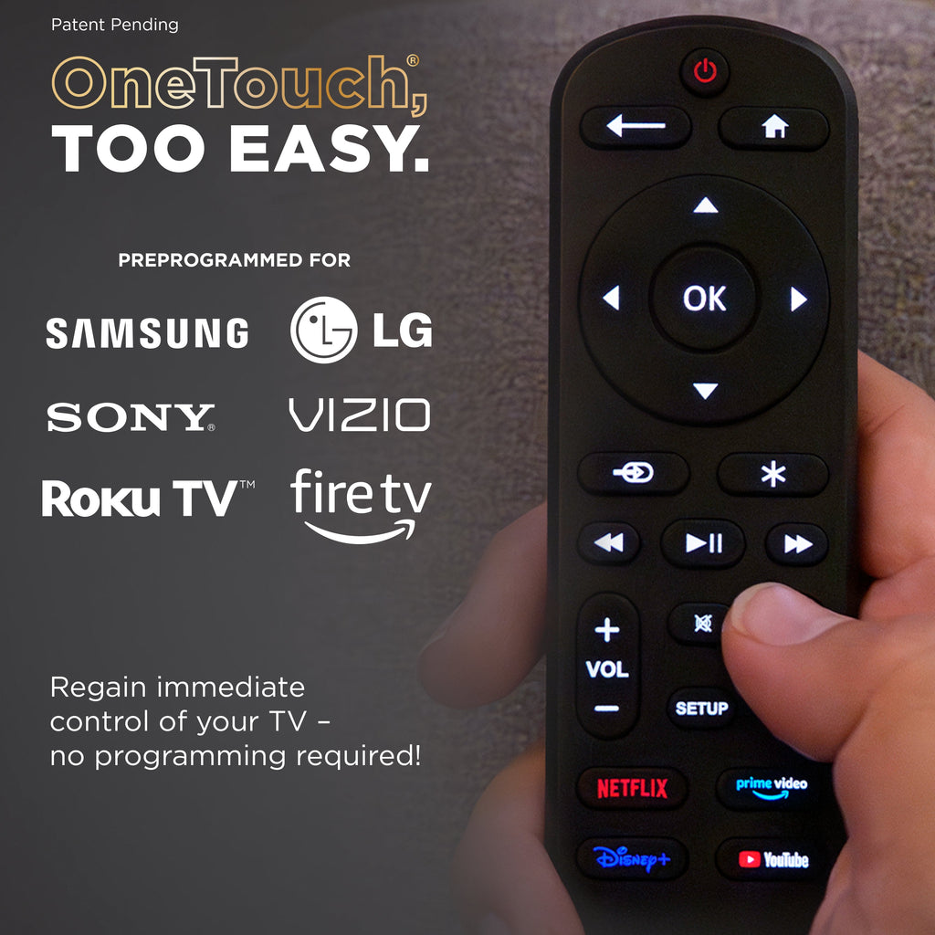 UltraPro OneTouch Streaming Replacement Remote for Smart TVs, Backlit