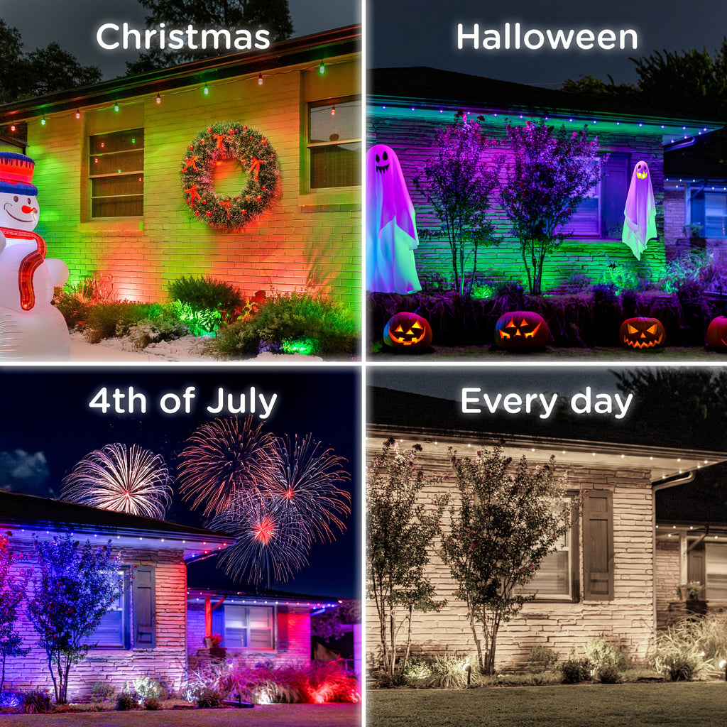 Enbrighten WiFi VIBE Color-Changing Eternity Landscape Lights, 8 Lights, 33ft. Black Cord