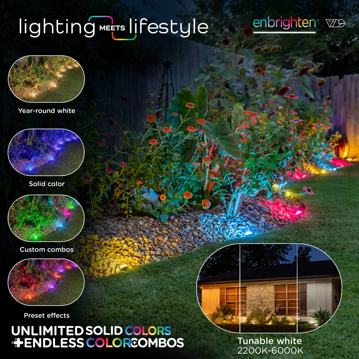Enbrighten WiFi VIBE LED Eternity Landscape Lights, 12 Lights, 50ft.