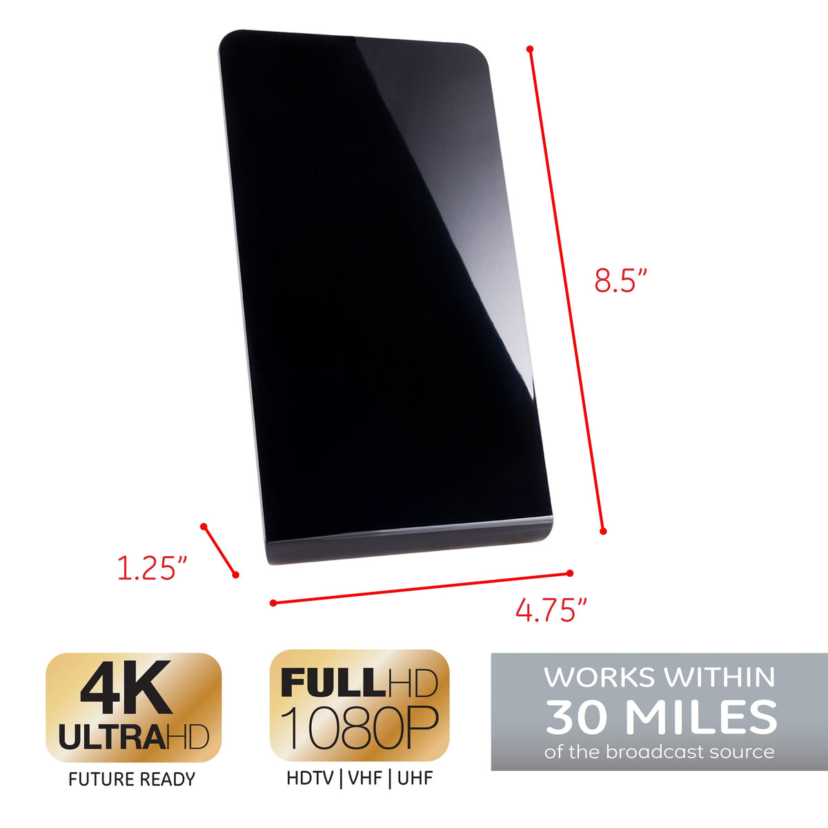 GE Pro Flat Panel HD Antenna, Black
