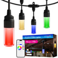 Enbrighten WiFi VIBE Modern Color-Changing LED Cafe Lights, 12 Bulbs, 24ft. Black Cord