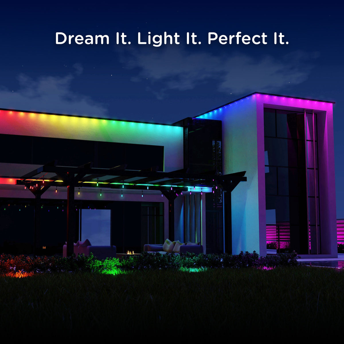 Enbrighten WiFi VIBE Modern Color-Changing LED Cafe Lights, 12 Bulbs, 24ft. Black Cord