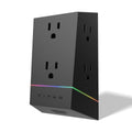Titan 6-Outlet Multicolor LED Wall Tap with Surge Protection, Black