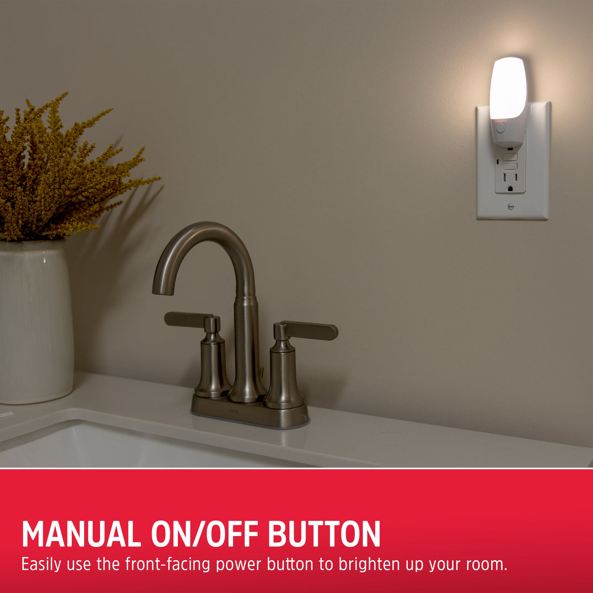Energizer Manual Button Night Light, 2 Pack, White
