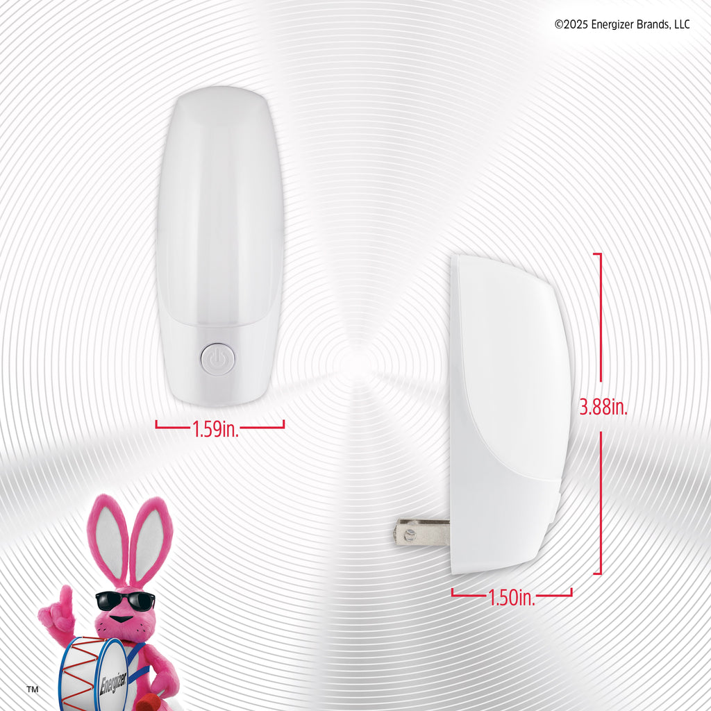 Energizer Manual Button Night Light, 2 Pack, White