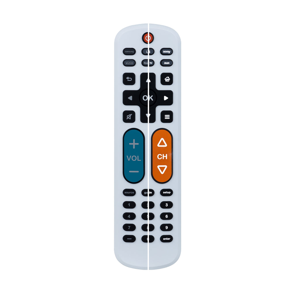 GE OneTouch Streaming Replacement Remote Control, Backlit With Big Button, White