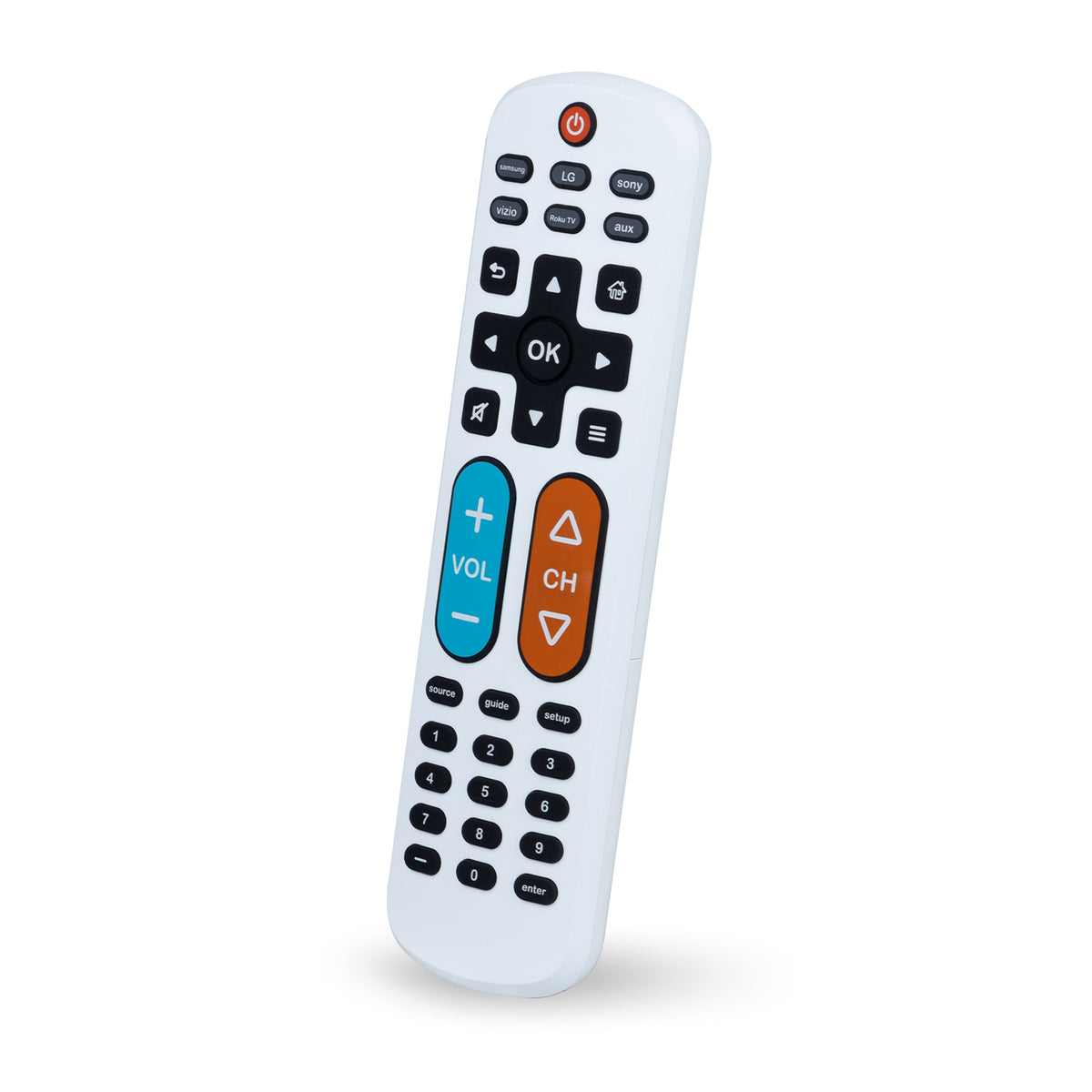 GE OneTouch Streaming Replacement Remote Control, Backlit With Big Button, White