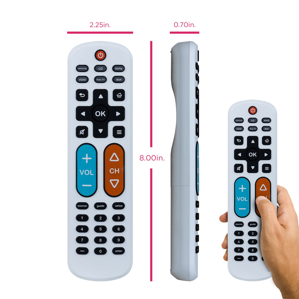 GE OneTouch Streaming Replacement Remote Control, Backlit With Big Button, White